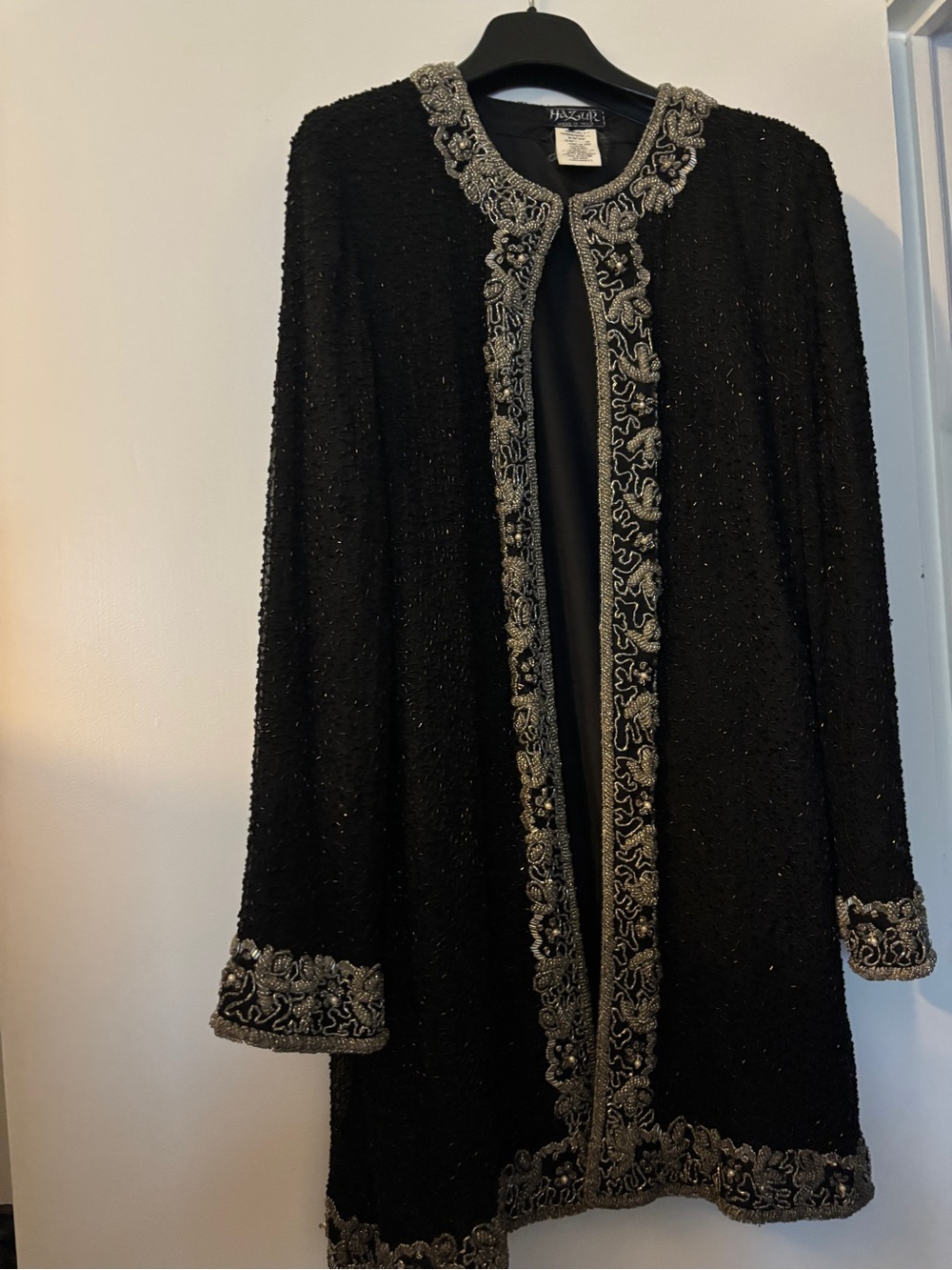 Elegant Black Embellished Beaded Long Jacket - Picture 6 of 6